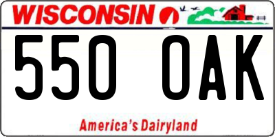 WI license plate 550OAK
