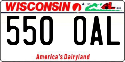 WI license plate 550OAL