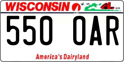 WI license plate 550OAR