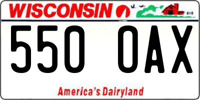 WI license plate 550OAX