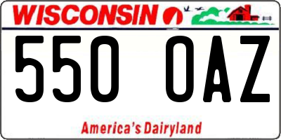 WI license plate 550OAZ