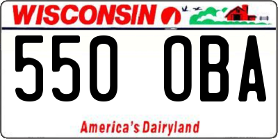 WI license plate 550OBA