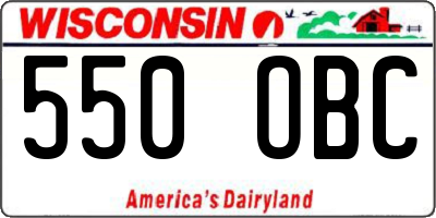 WI license plate 550OBC