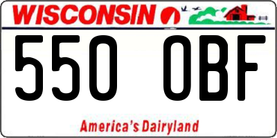 WI license plate 550OBF