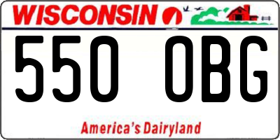 WI license plate 550OBG