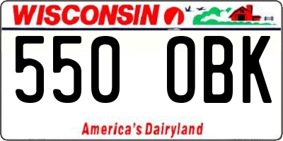 WI license plate 550OBK