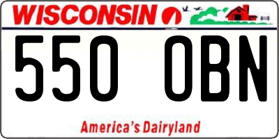 WI license plate 550OBN
