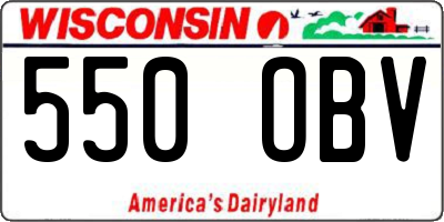 WI license plate 550OBV