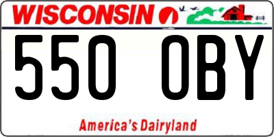 WI license plate 550OBY