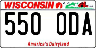 WI license plate 550ODA