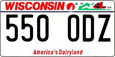 WI license plate 550ODZ