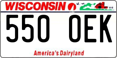 WI license plate 550OEK