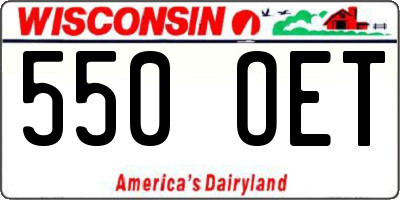 WI license plate 550OET