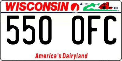 WI license plate 550OFC