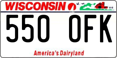 WI license plate 550OFK
