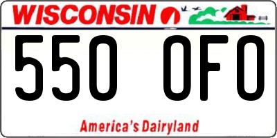 WI license plate 550OFO