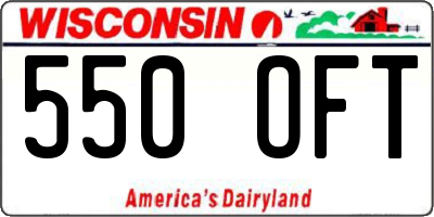 WI license plate 550OFT