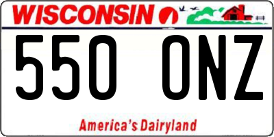 WI license plate 550ONZ