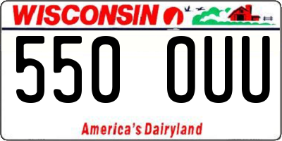 WI license plate 550OUU
