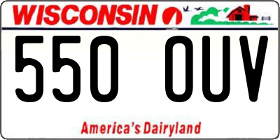 WI license plate 550OUV