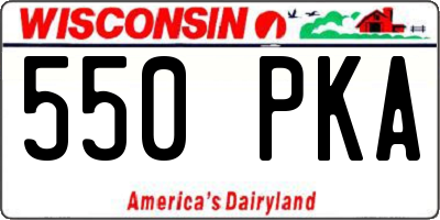 WI license plate 550PKA
