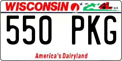 WI license plate 550PKG