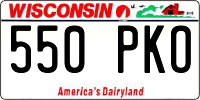 WI license plate 550PKO