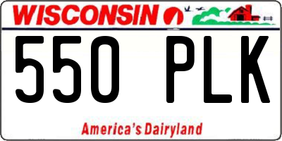 WI license plate 550PLK