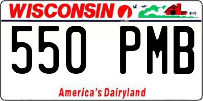 WI license plate 550PMB