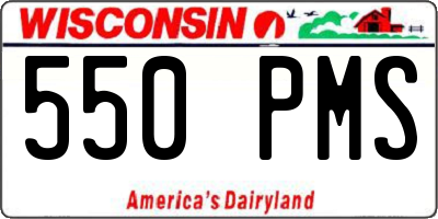 WI license plate 550PMS