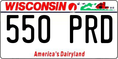 WI license plate 550PRD