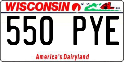 WI license plate 550PYE