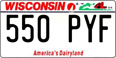 WI license plate 550PYF