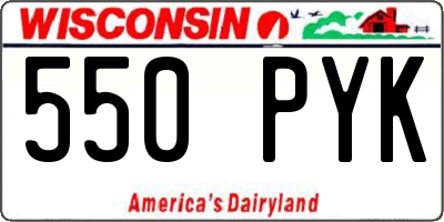 WI license plate 550PYK