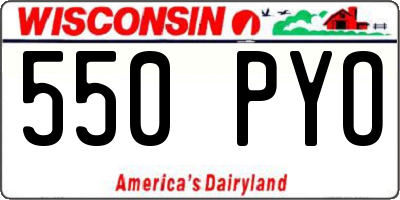 WI license plate 550PYO