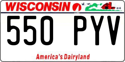 WI license plate 550PYV