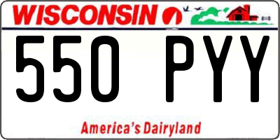 WI license plate 550PYY