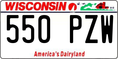 WI license plate 550PZW