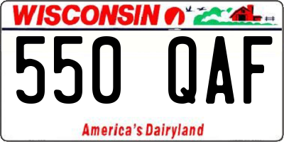 WI license plate 550QAF