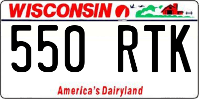 WI license plate 550RTK