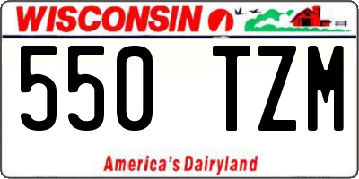 WI license plate 550TZM