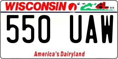 WI license plate 550UAW