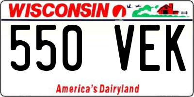 WI license plate 550VEK