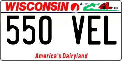 WI license plate 550VEL