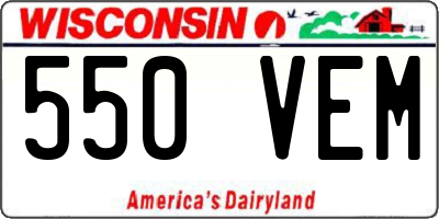 WI license plate 550VEM
