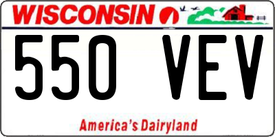 WI license plate 550VEV