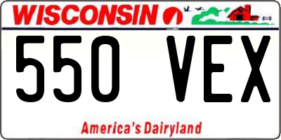 WI license plate 550VEX