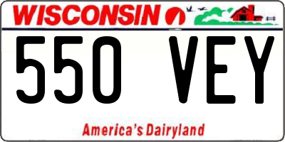 WI license plate 550VEY