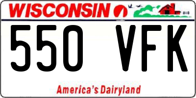 WI license plate 550VFK