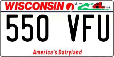 WI license plate 550VFU
